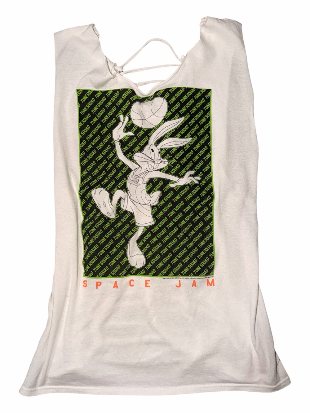 Upcycled Graphic Bugs Bunny Heart Tee - White & Green - Picture 4 of 4
